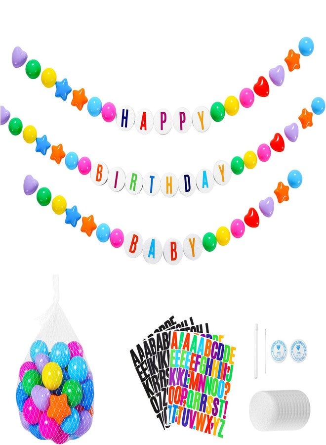 TRENDPLAY Giant Friendship Bracelet Garland with 50 Plastic Balls,24 PCS Foam Circles for Crafts Kit, Create Vibrant Birthday/Christmas Party Hangings with Star Shaped & Round Balls (Rainbow) - Image 1